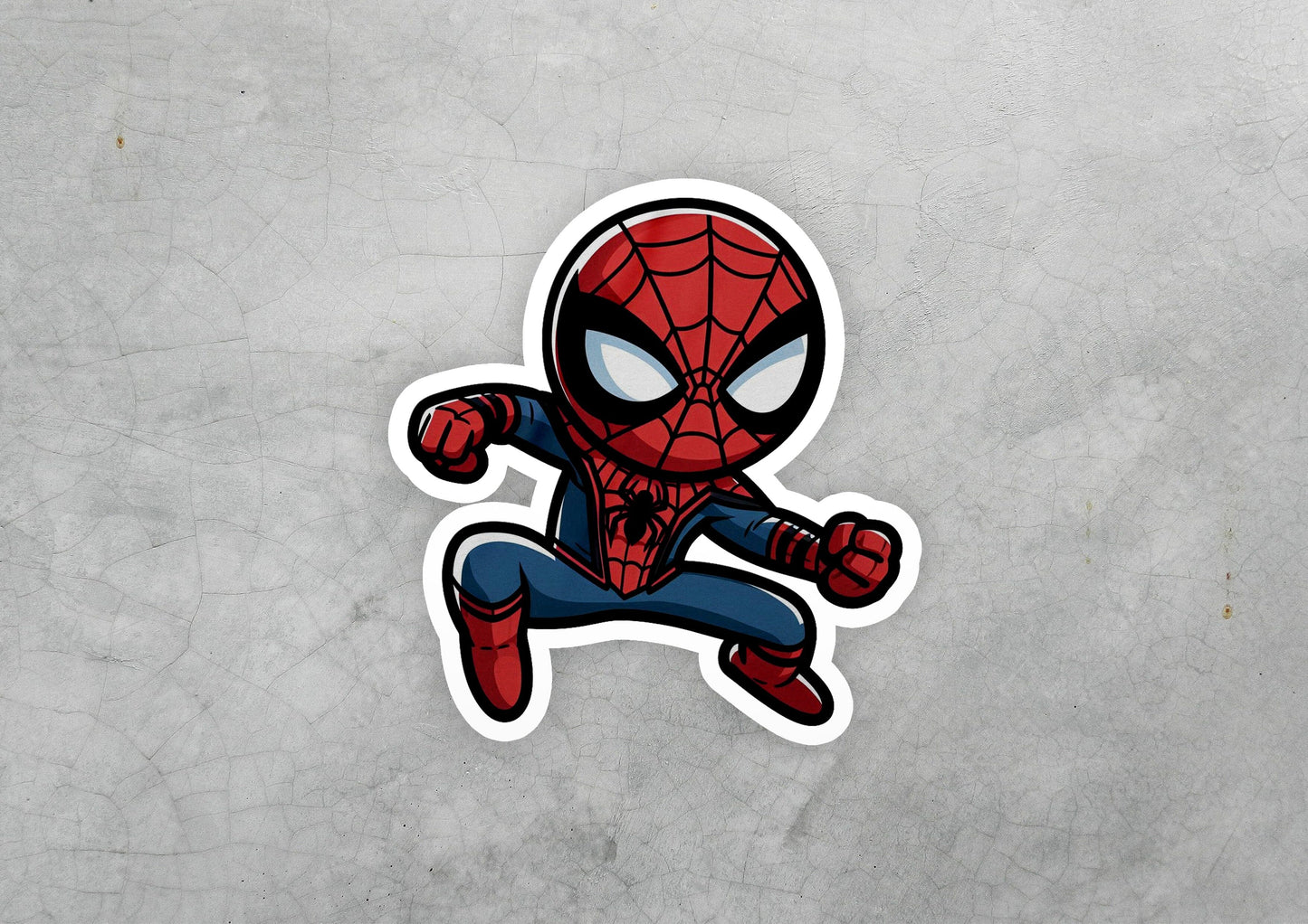 a sticker of a spider man running