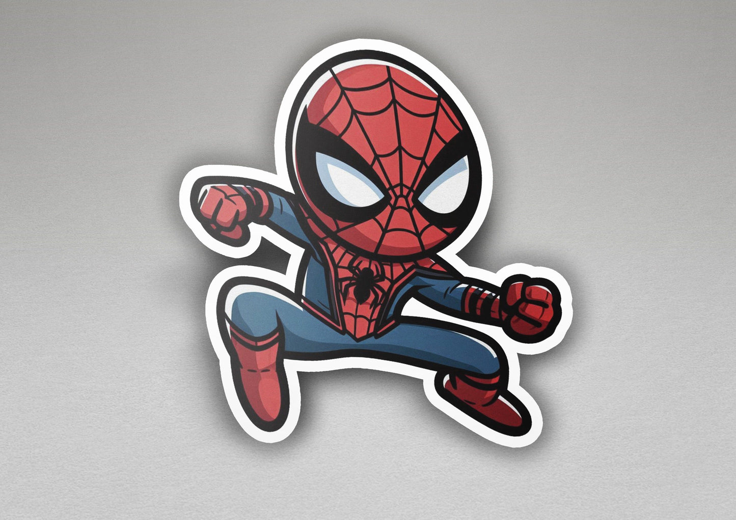 a sticker of a spider man running
