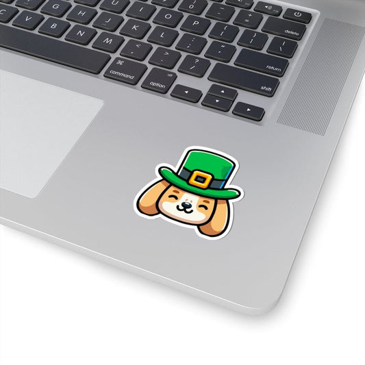 St Pattys Pup St. Patricks Day Vinyl Sticker | Dishwasher Safe & Durable | Custom Sizes | Fast Shipping | Made in USA Fiesta Doodle waterproof vinyl sticker. dishwasher safe outdoor sticker.