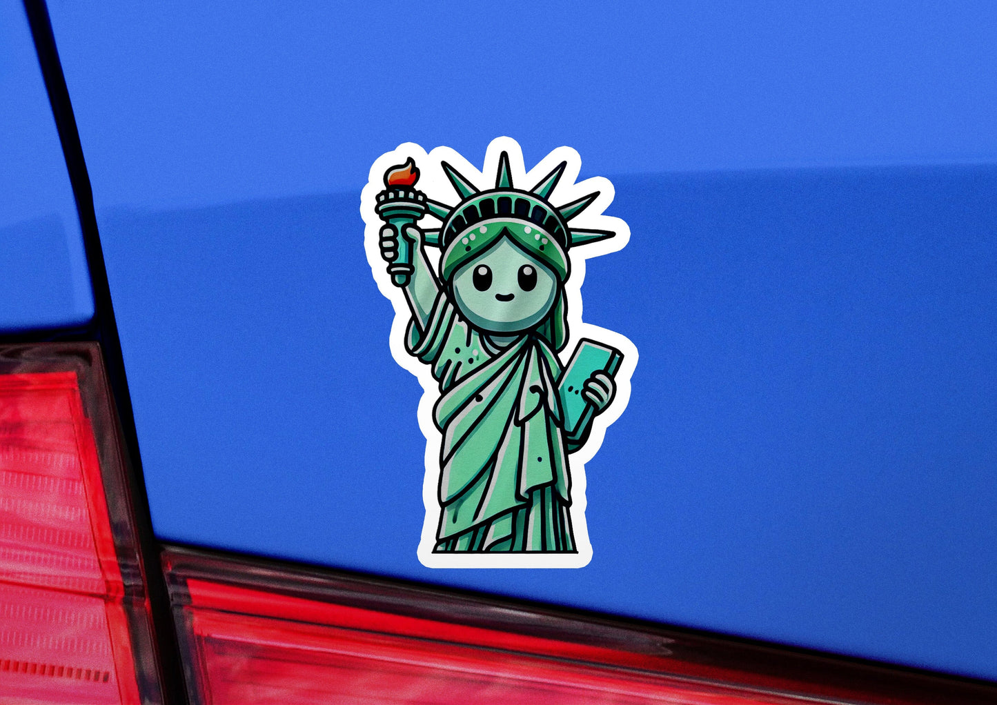 a sticker of a statue of liberty holding a torch