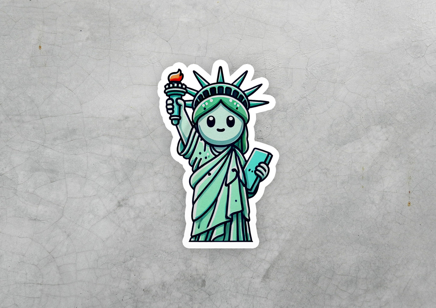 a sticker of the statue of liberty
