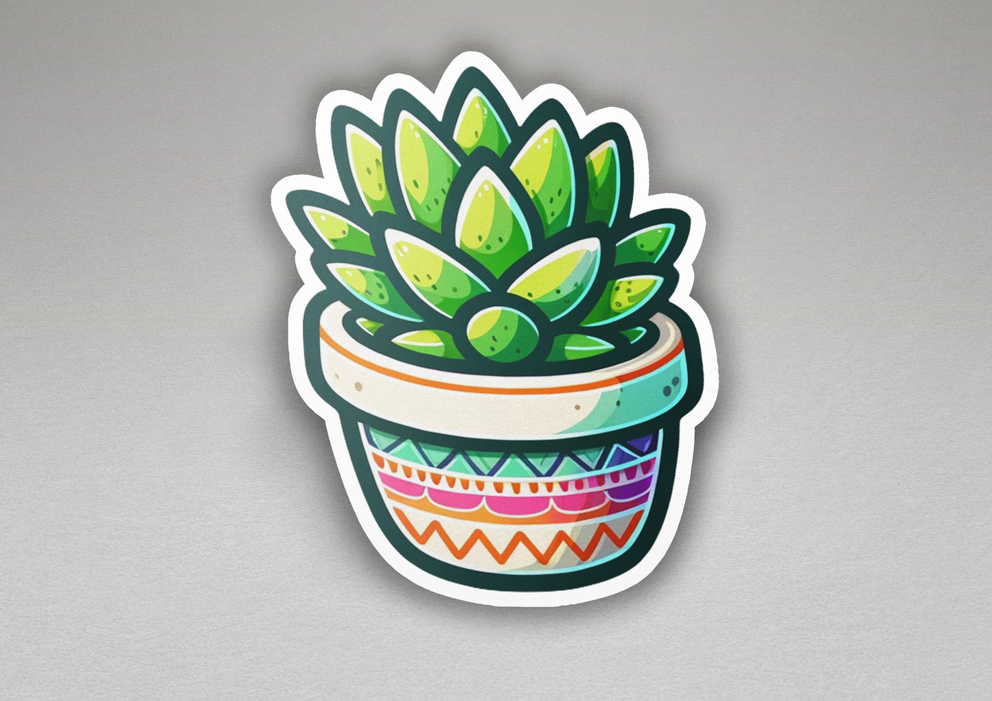 a sticker of a potted plant on a gray background