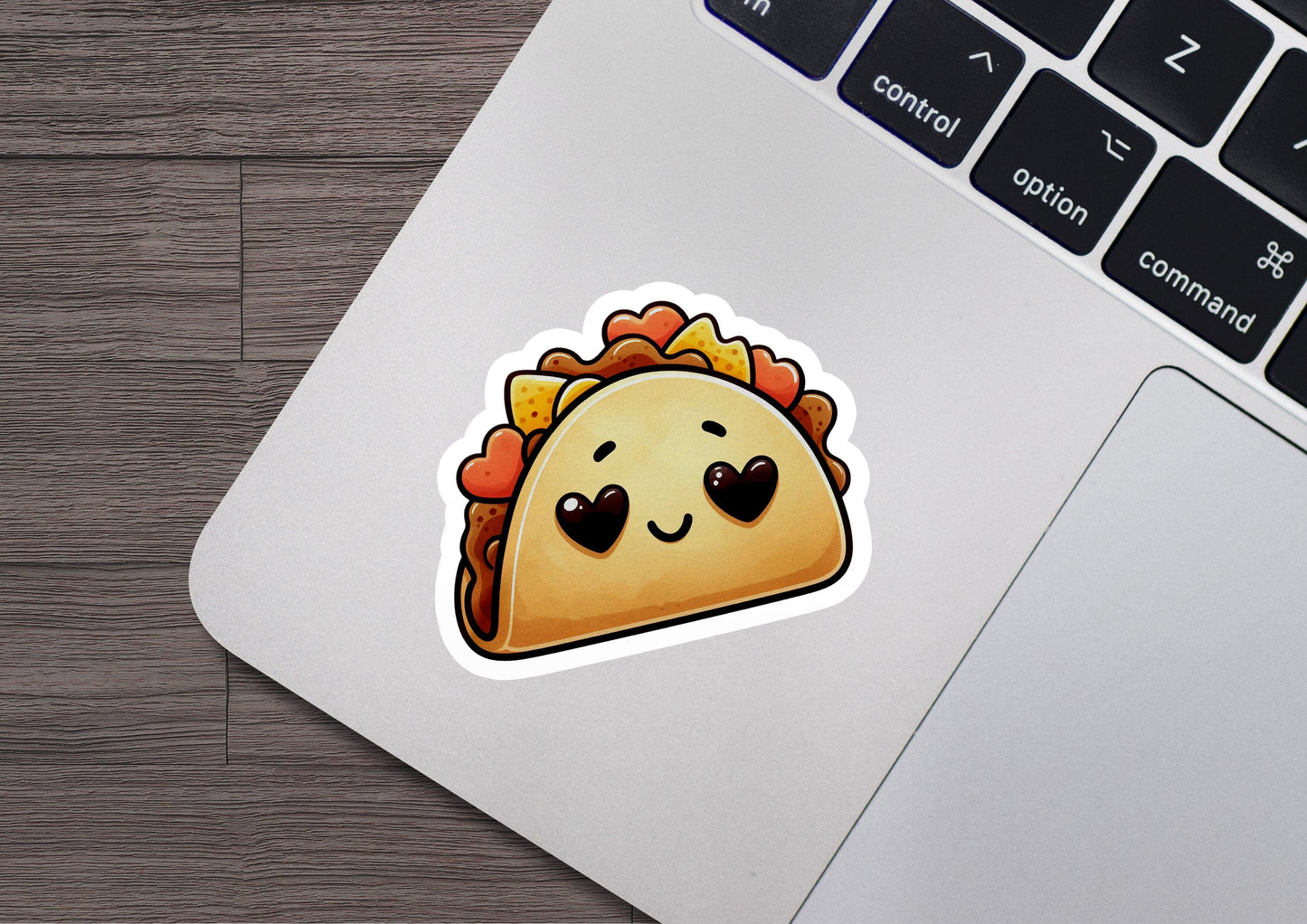 a sticker of a taco sitting on top of a laptop
