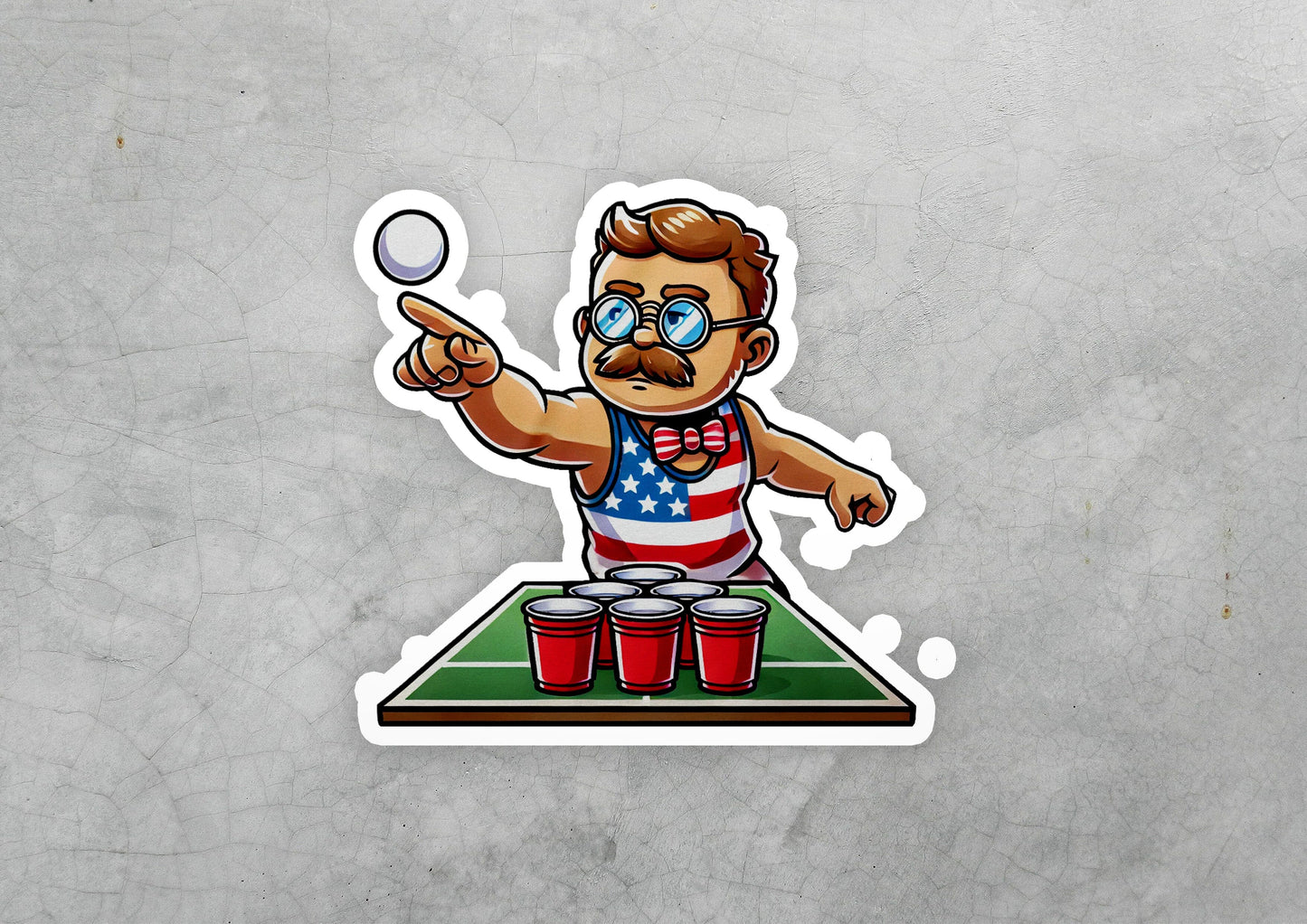 a sticker of a man juggling on a table