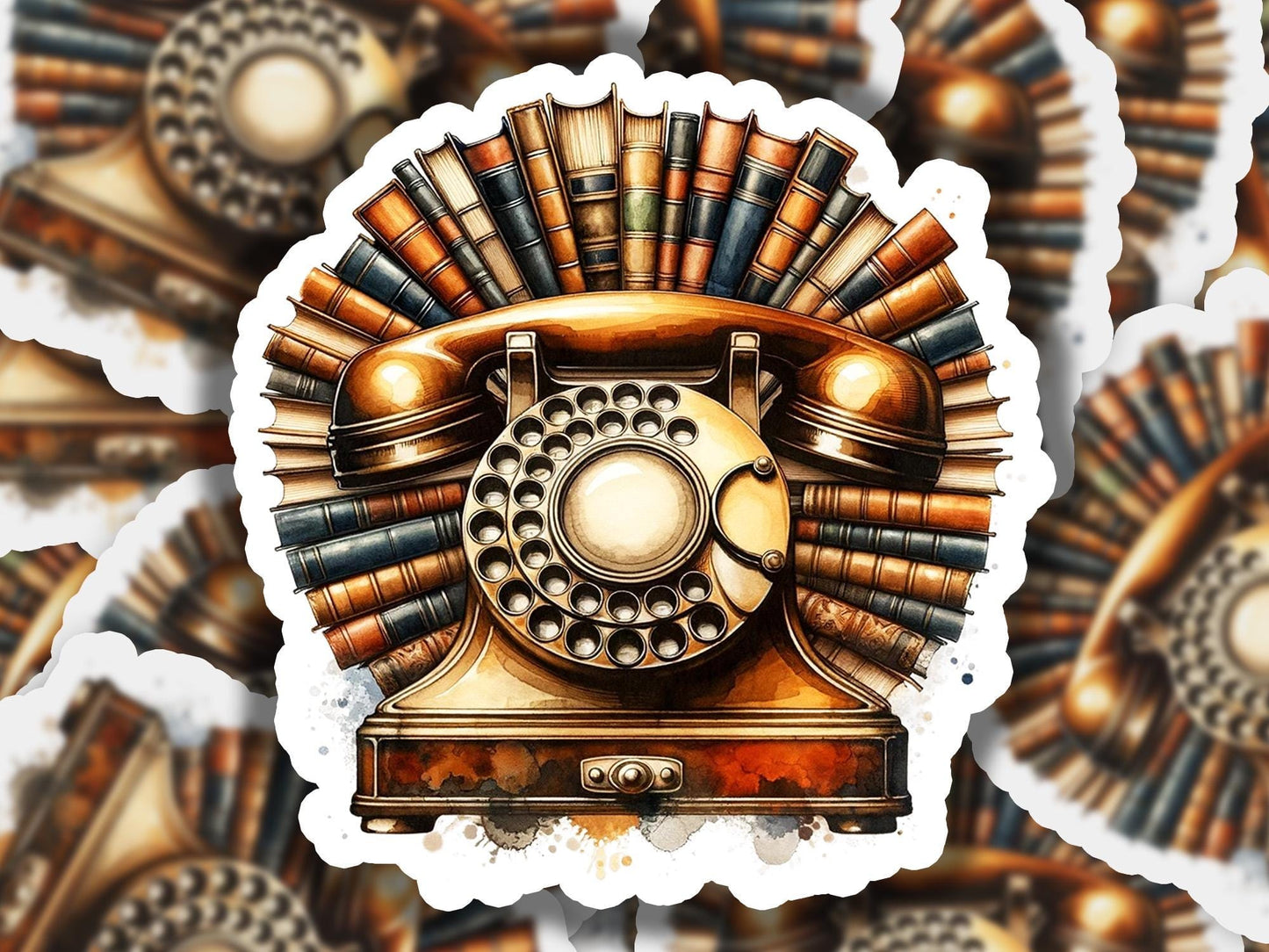 a sticker of an old fashioned rotary telephone