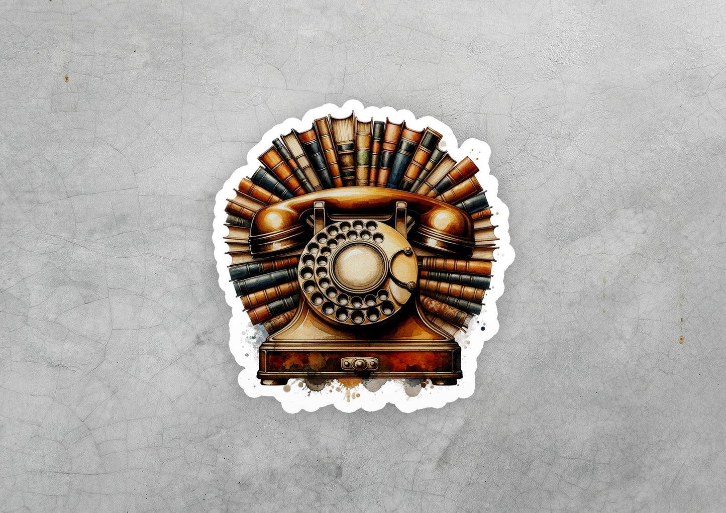 a sticker of an old fashioned rotary telephone