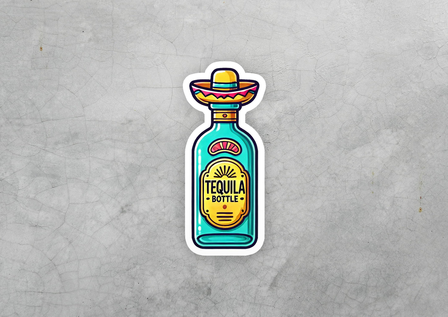 a bottle of tequila with a sombrero on top of it