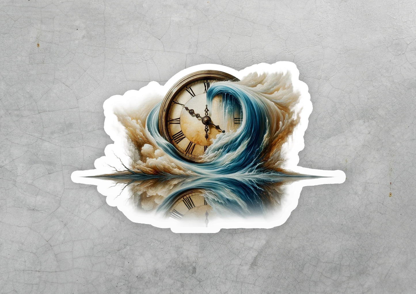 a clock with a wave coming out of it