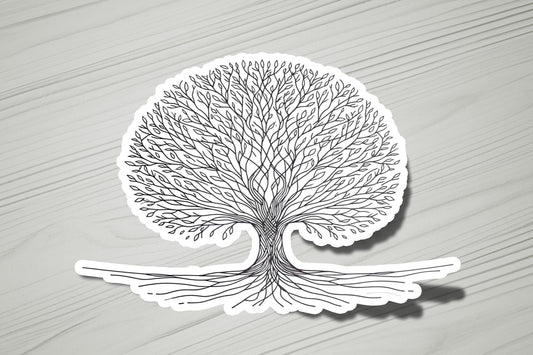 a sticker with a tree on it