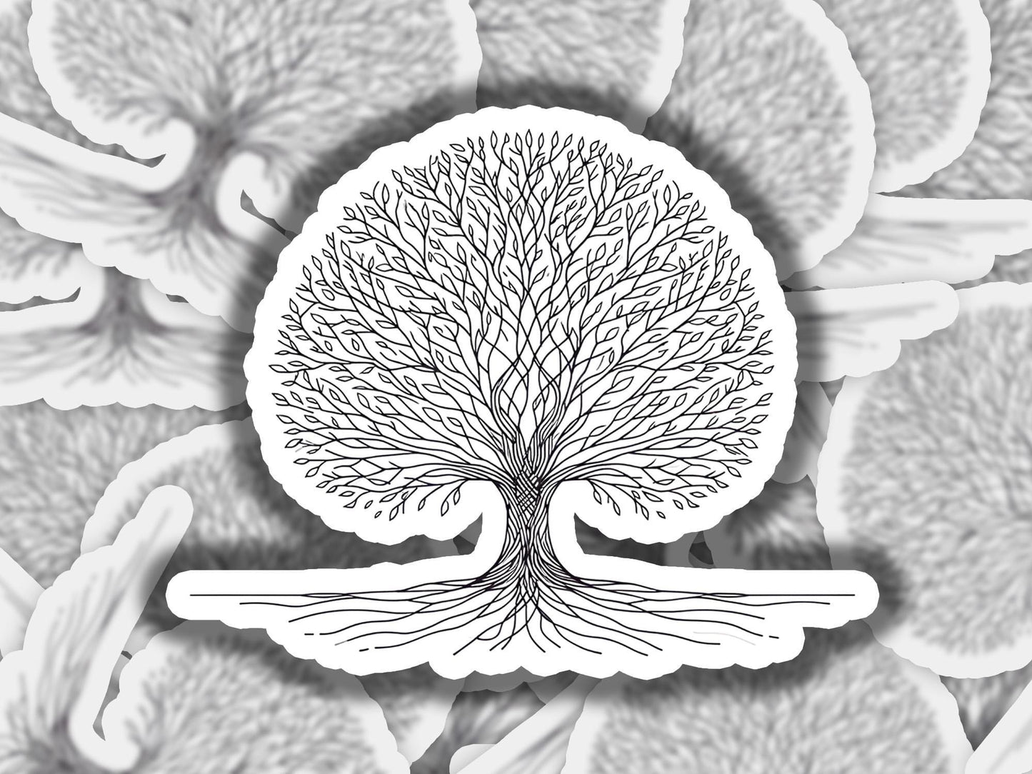 a black and white photo of a tree with roots