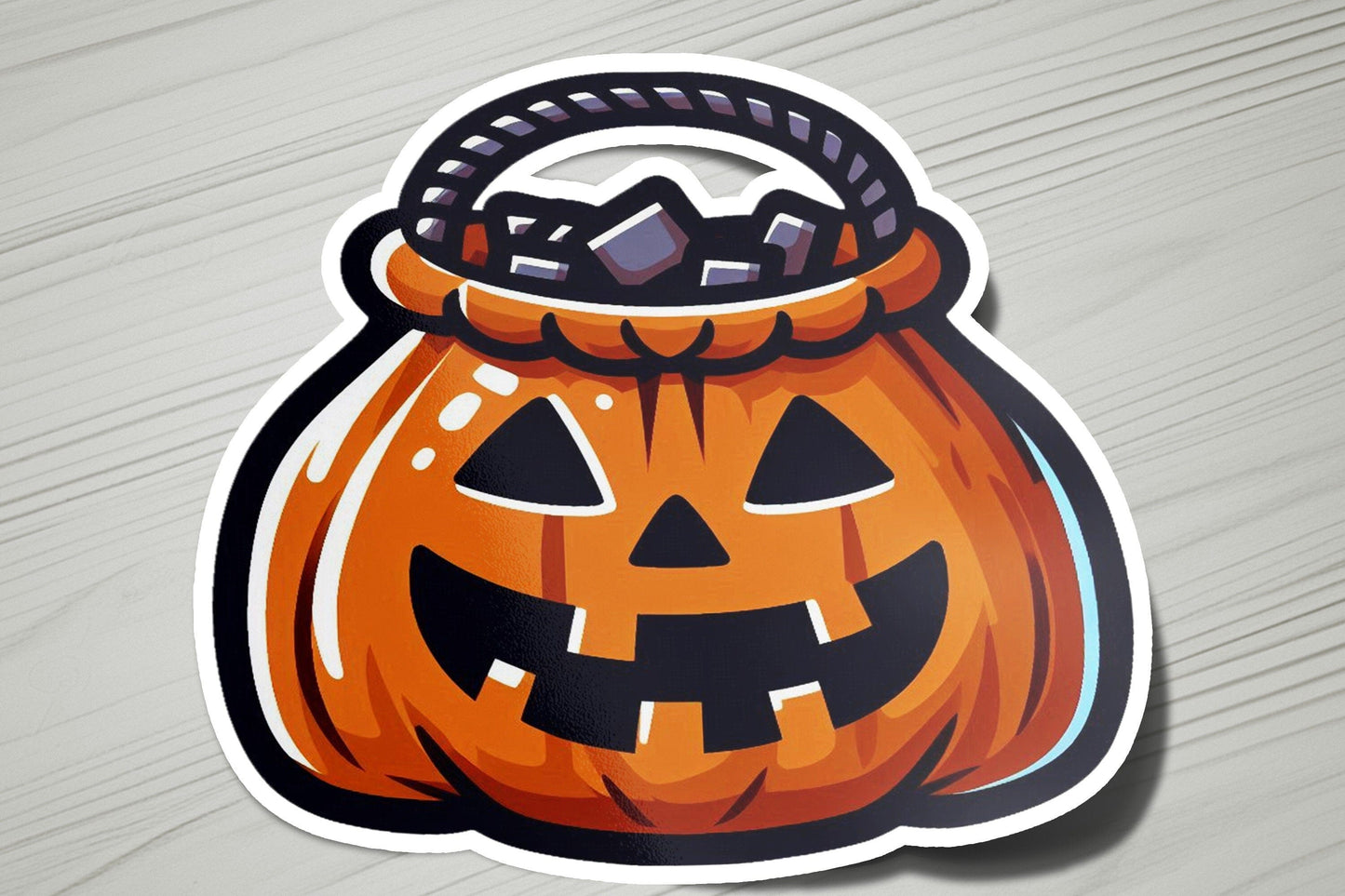 a sticker of a jack - o'- lantern basket with a jack -