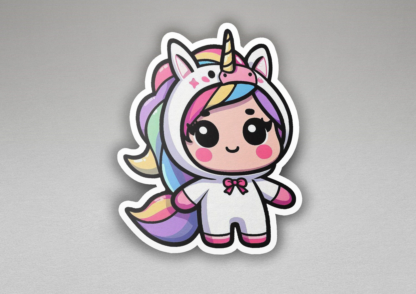 a sticker of a unicorn with a pink mane