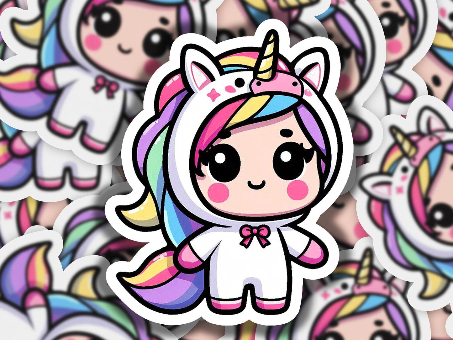 a bunch of stickers with a unicorn on them