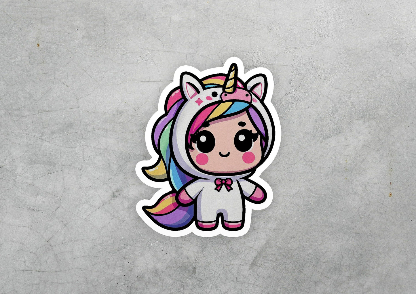 a sticker of a unicorn with a pink mane