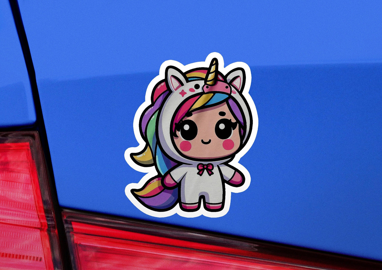 a car with a sticker of a unicorn on it