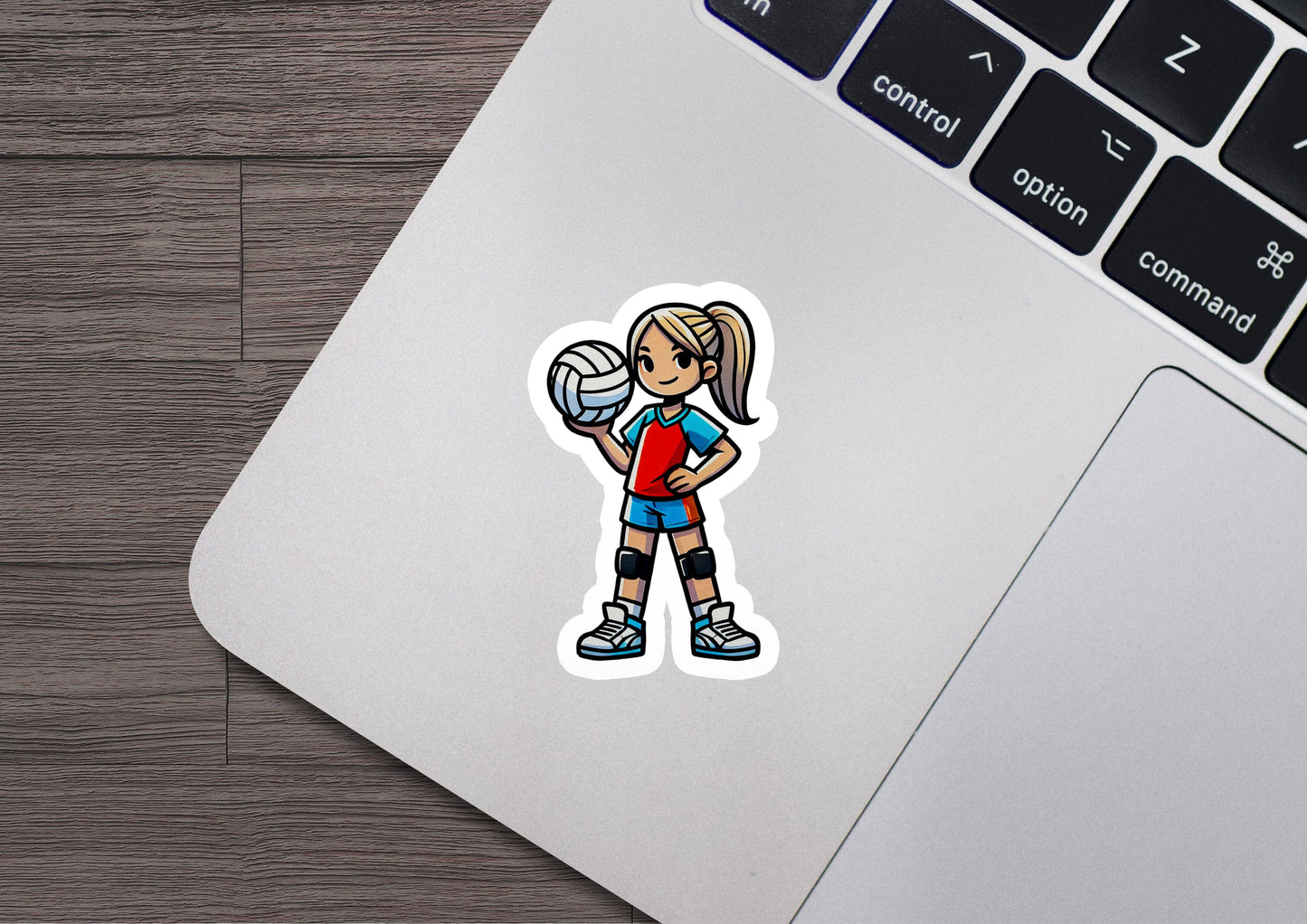 a sticker of a girl holding a soccer ball