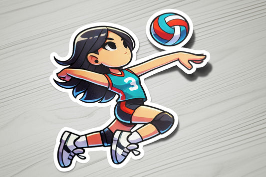 a sticker of a girl playing volleyball