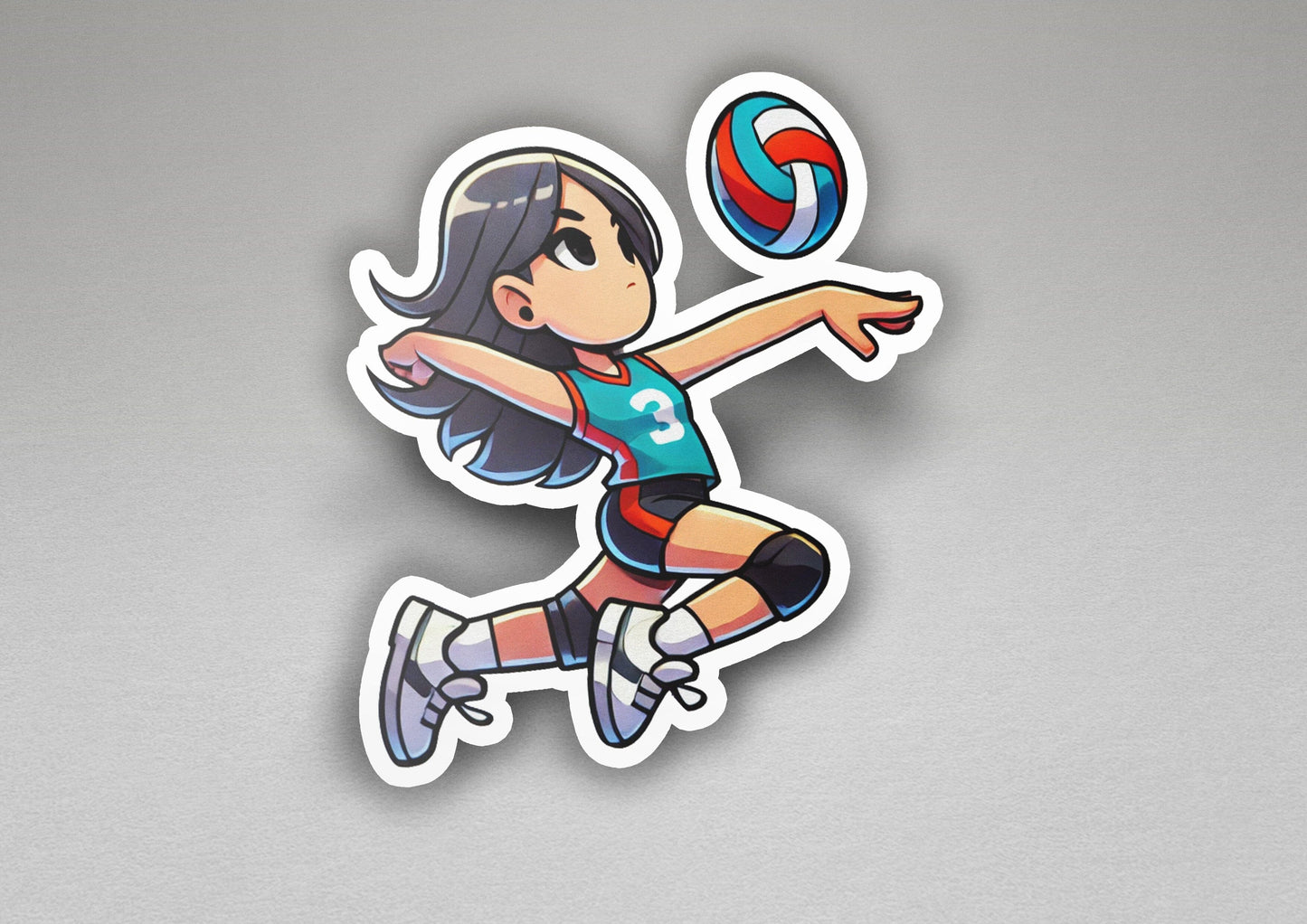 a sticker of a girl playing volleyball
