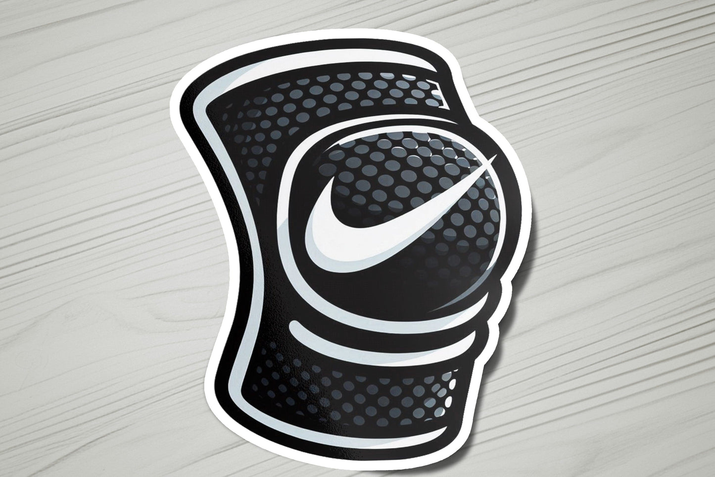 a sticker of a black and white nike shoe