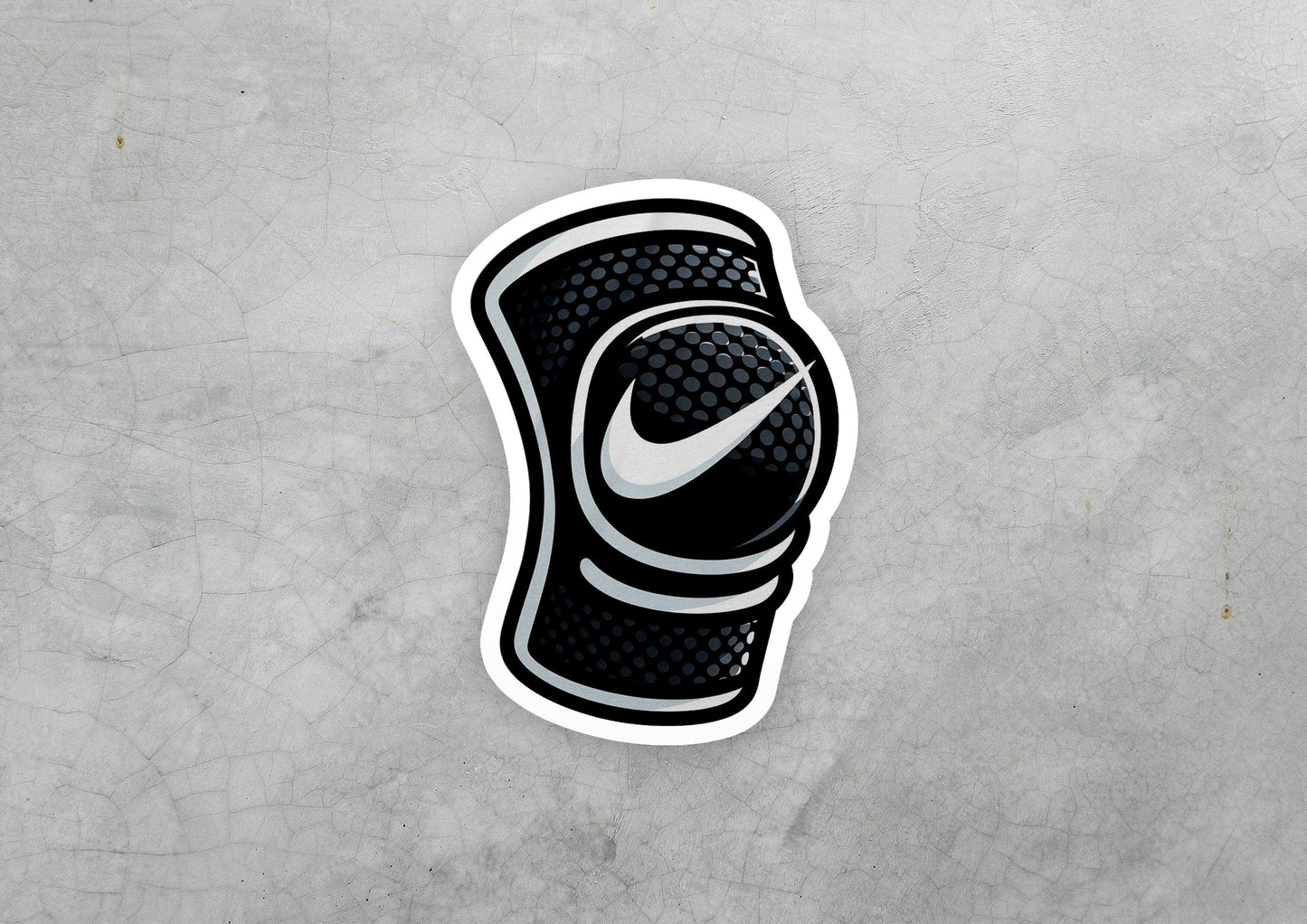 a black and white sticker with a nike logo