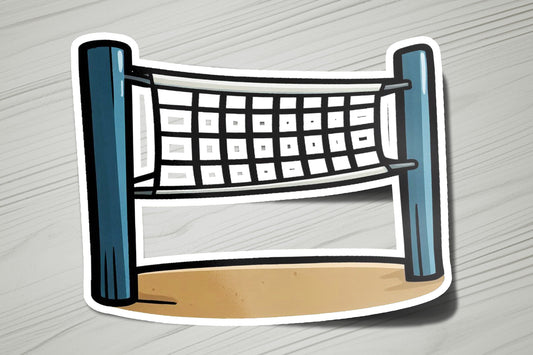 a sticker of a volleyball net on a table