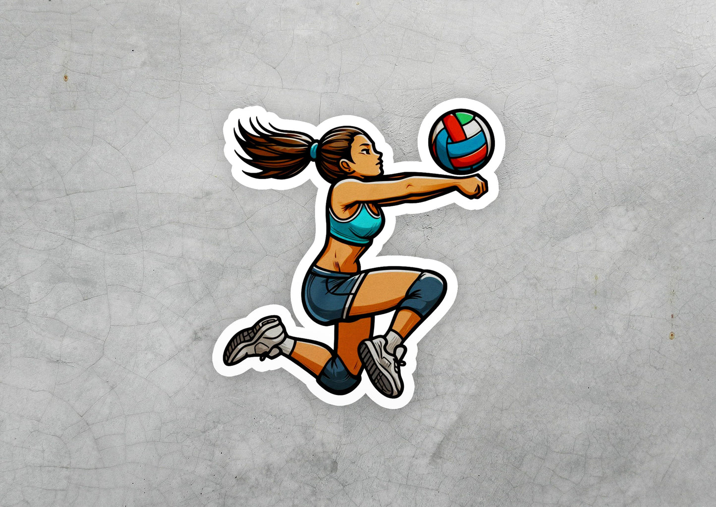 a sticker of a woman playing volleyball