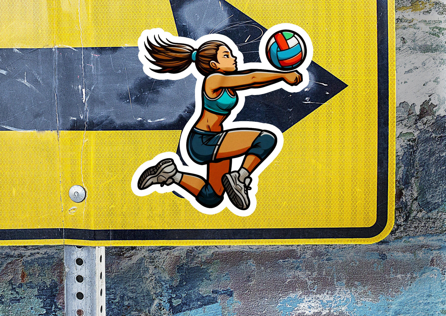 a sticker of a woman playing volleyball