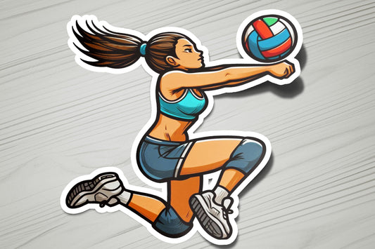 a sticker of a woman playing volleyball