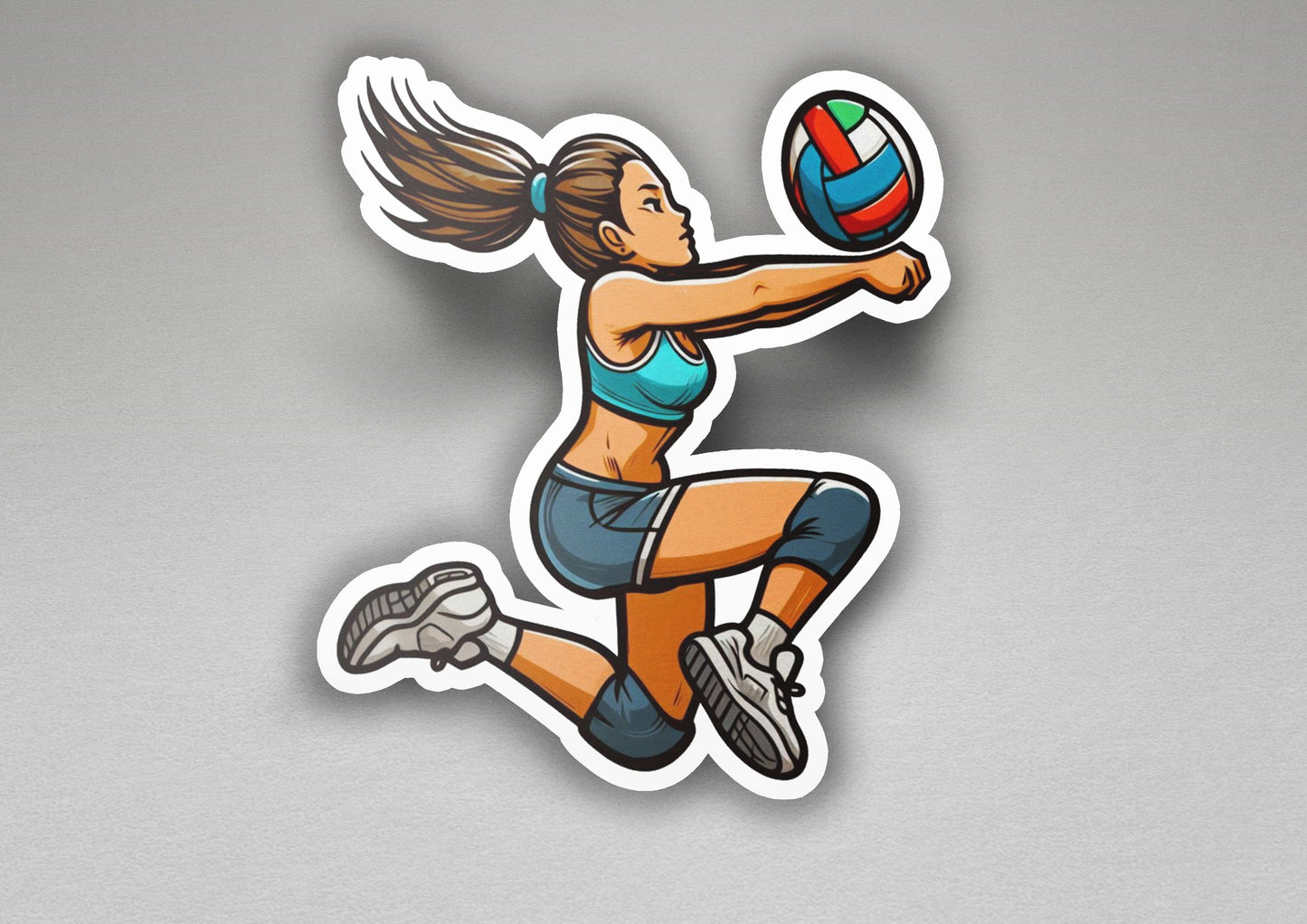 a sticker of a woman playing volleyball