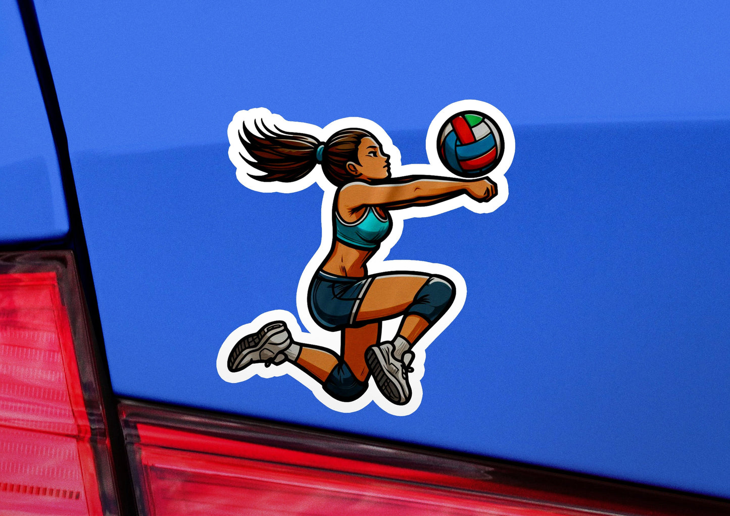 a sticker of a woman playing volleyball