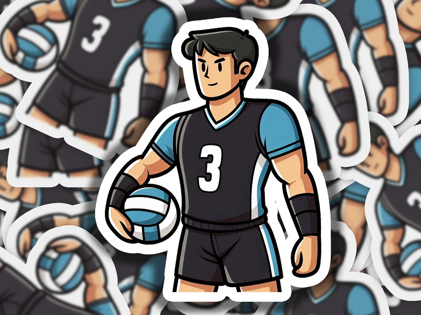 a sticker of a rugby player holding a ball