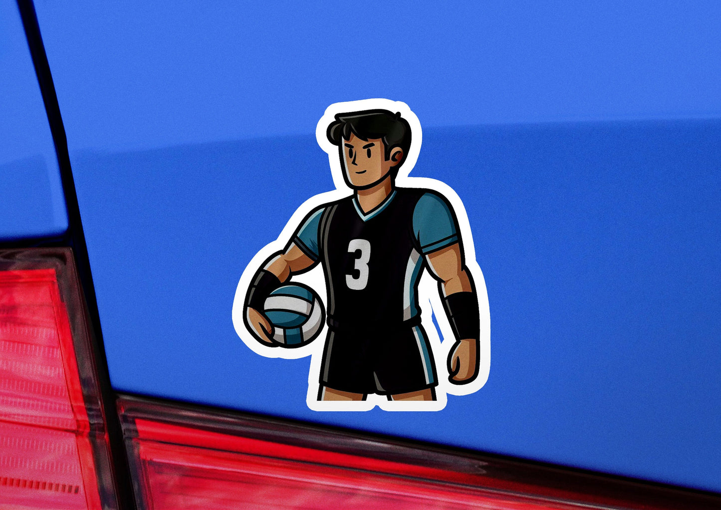 a sticker of a basketball player holding a ball