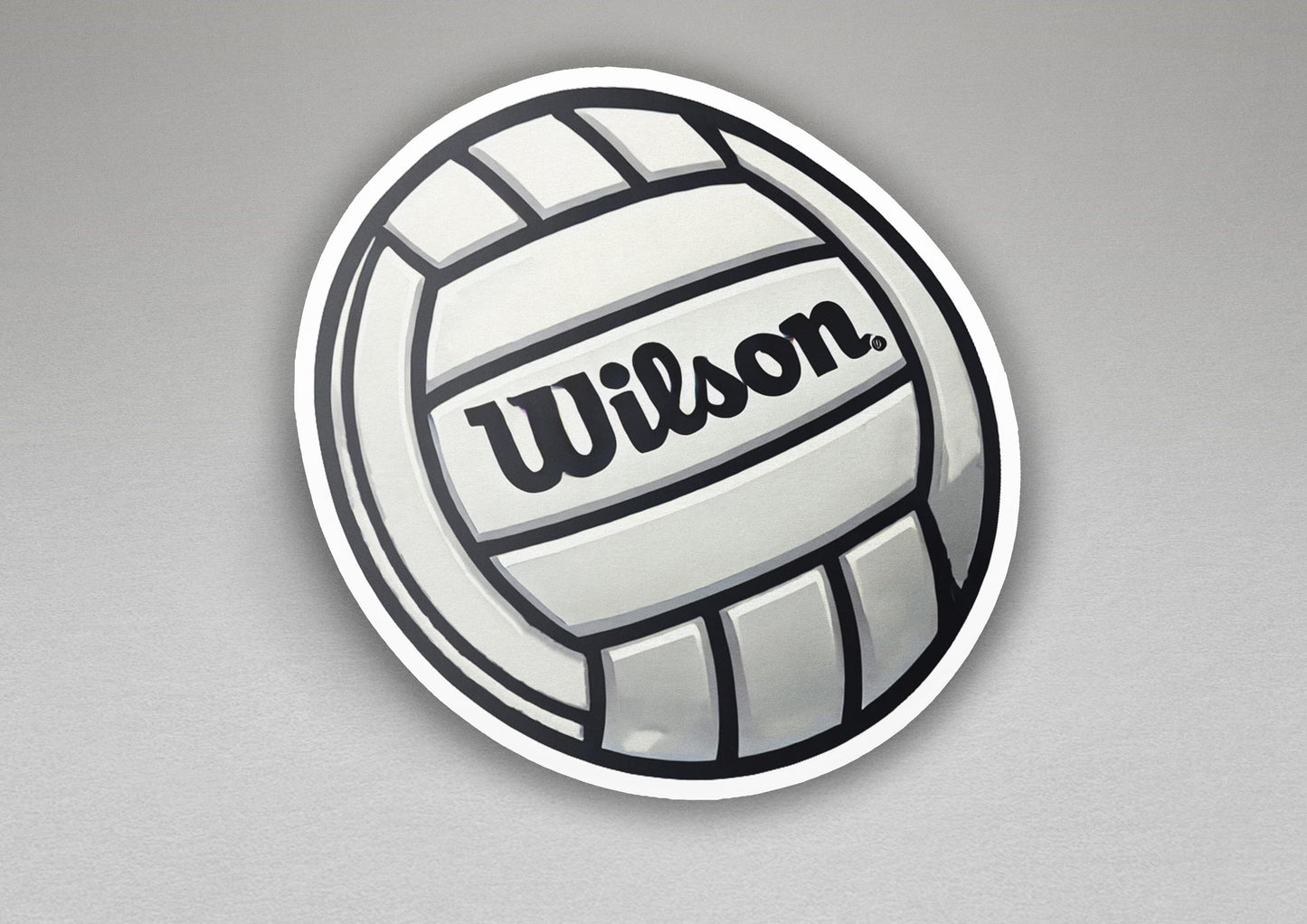 a white sticker with the word wilson on it