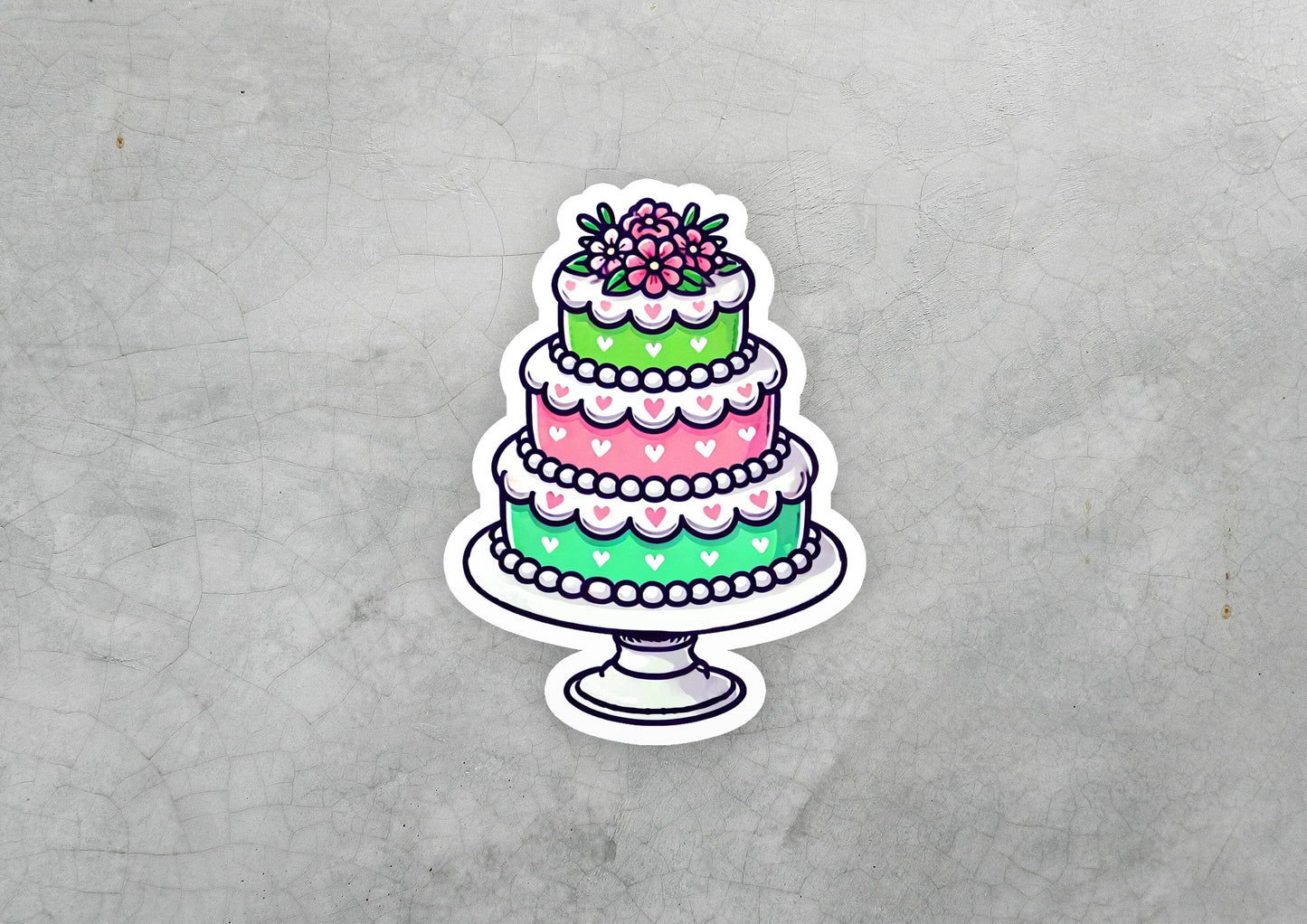 a sticker of a cake with berries on top