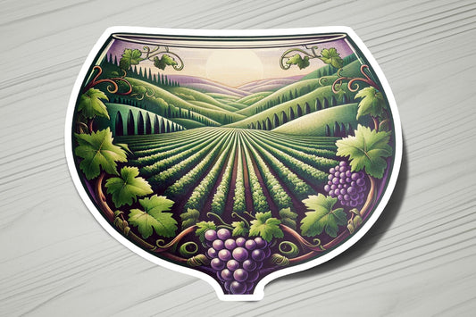 a picture of a painting of a vineyard