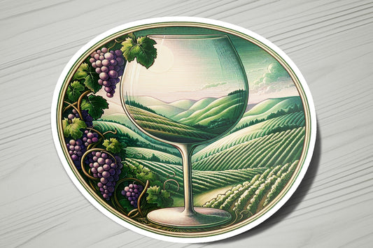 a painting of a glass of wine on a plate