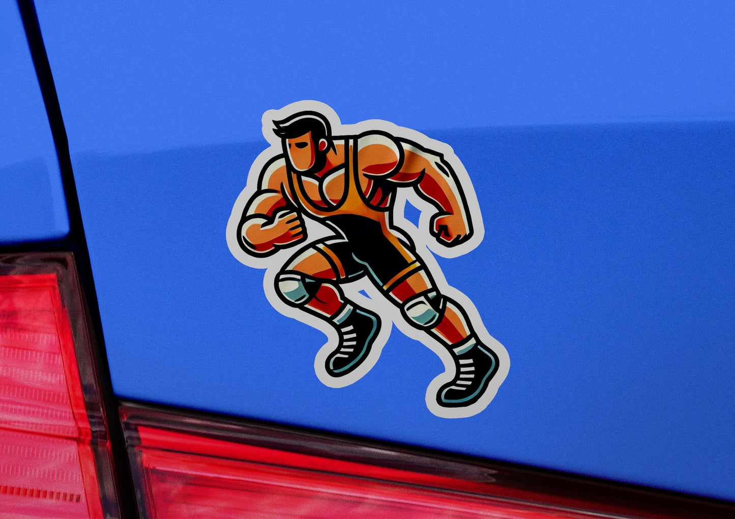 a close up of a car with a sticker of a football player