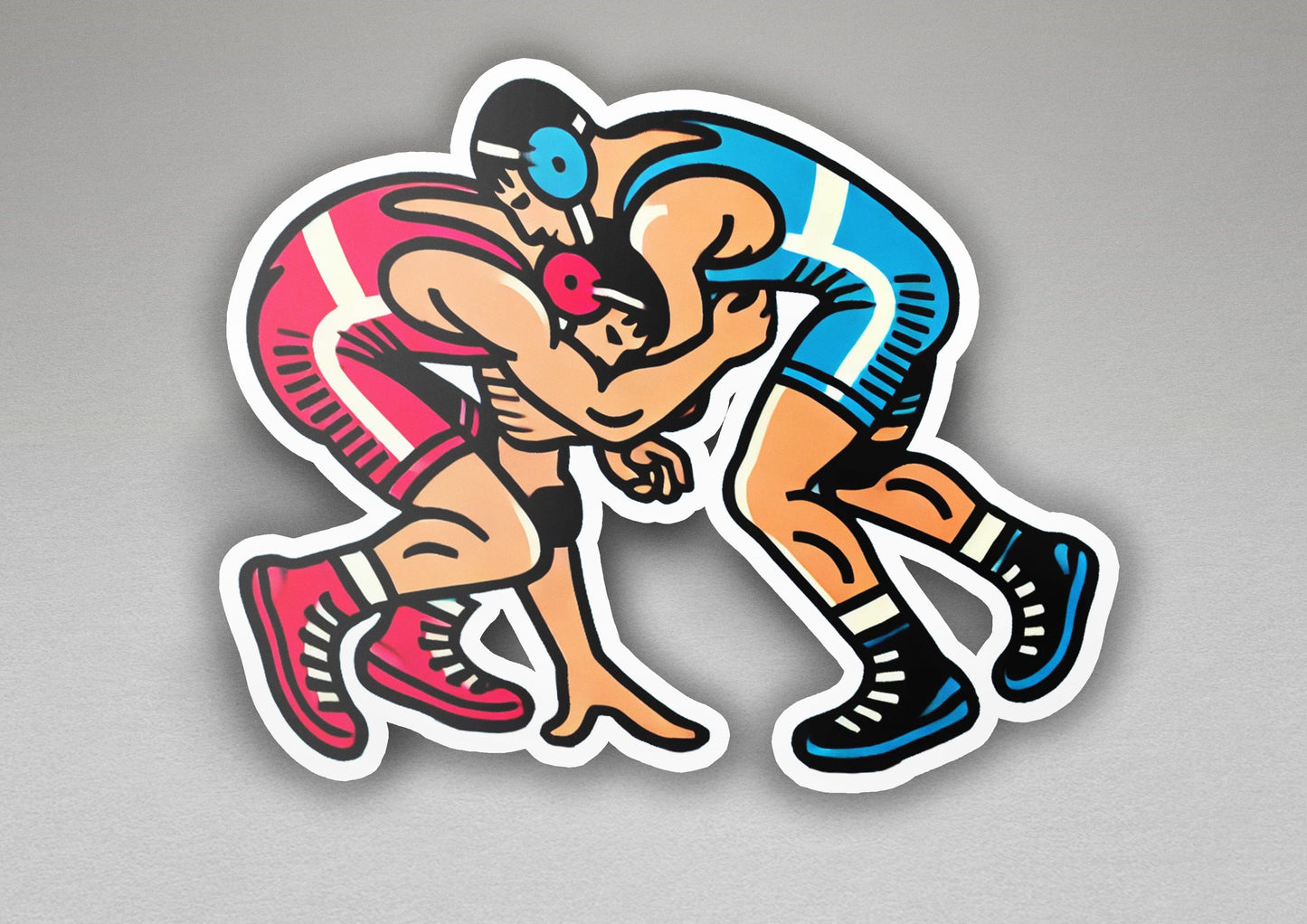 a sticker of a wrestler wrestling
