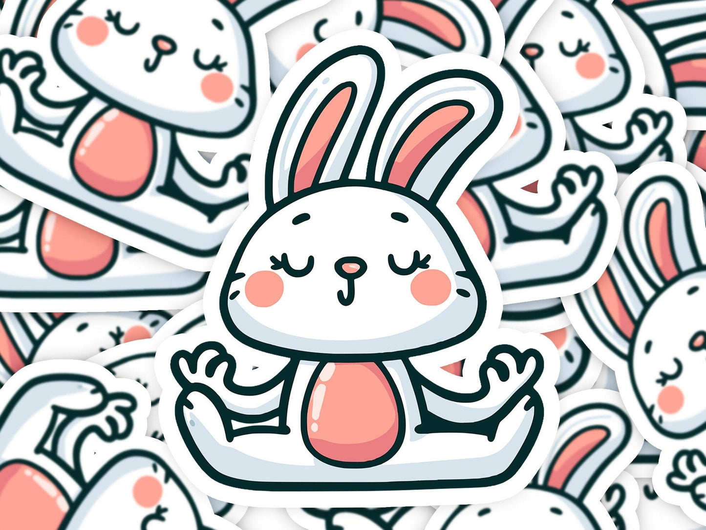 Yoga Bunny Easter Vinyl Sticker | Dishwasher Safe & Durable | Custom Sizes | Fast Shipping | Made in USA Fiesta Doodle waterproof vinyl sticker. dishwasher safe outdoor sticker.