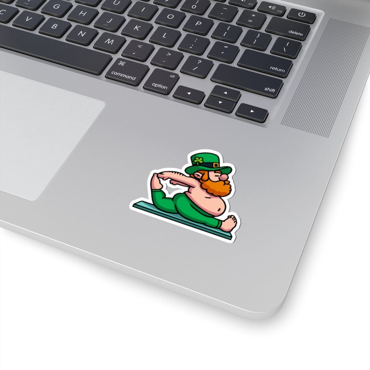 Yoga Leprechaun St. Patricks Day Vinyl Sticker | Dishwasher Safe & Durable | Custom Sizes | Fast Shipping | Made in USA Fiesta Doodle waterproof vinyl sticker. dishwasher safe outdoor sticker.