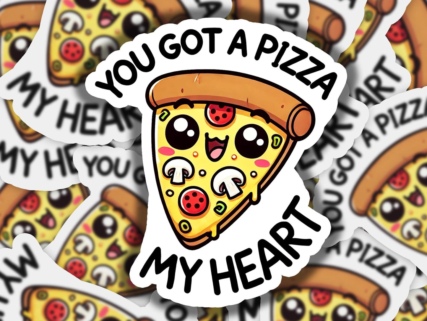 a pile of pizza stickers with the words, you got a pizza my heart
