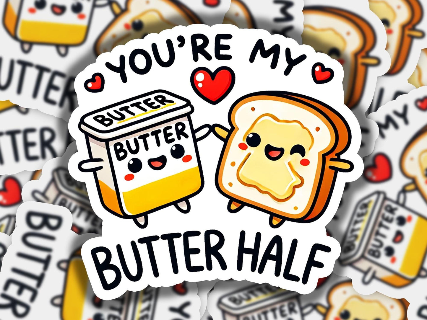 a sticker that says you're my butter half