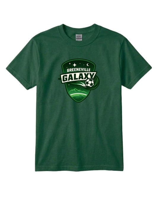 YOUTH Green Galaxy Chest Logo T Shirt | Hoodie | Long Sleeve | Sweatshirt | Crew Neck | Tank Top Fiesta Doodle T Shirt YXS Forest Green waterproof vinyl sticker. dishwasher safe outdoor sticker.