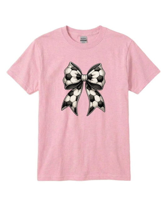 Youth Soccer Ribbon Chest Logo T Shirt | Hoodie | Long Sleeve | Sweatshirt | Crew Neck | Tank Top Fiesta Doodle T Shirt YXS Light Pink waterproof vinyl sticker. dishwasher safe outdoor sticker.