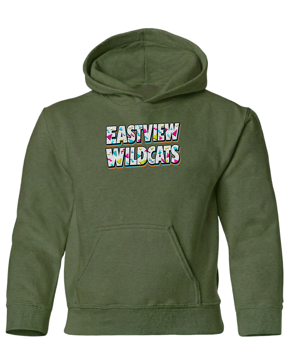 A green hoodie with the text "EASTVIEW WILDCATS" printed on it.