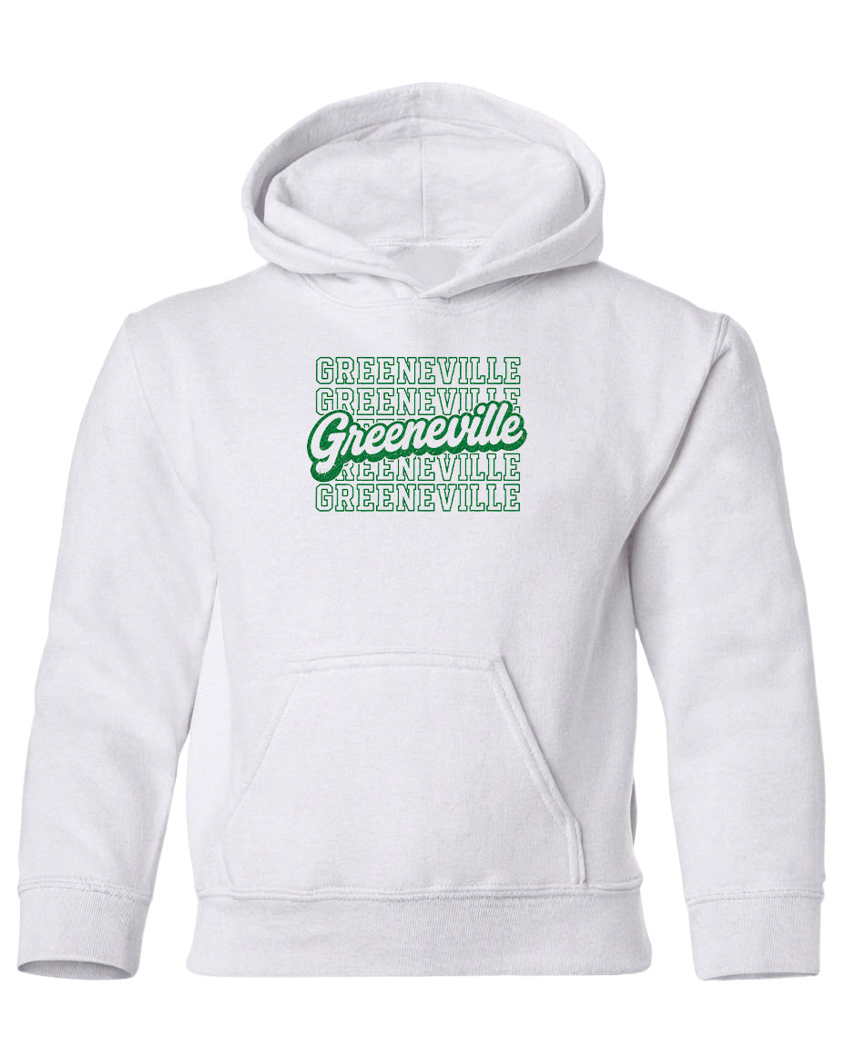 A white hoodie with a graphic design on the front.