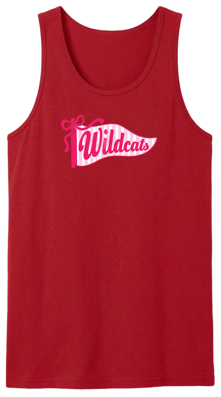 A red tank top with the text "Wildcats" printed on it.