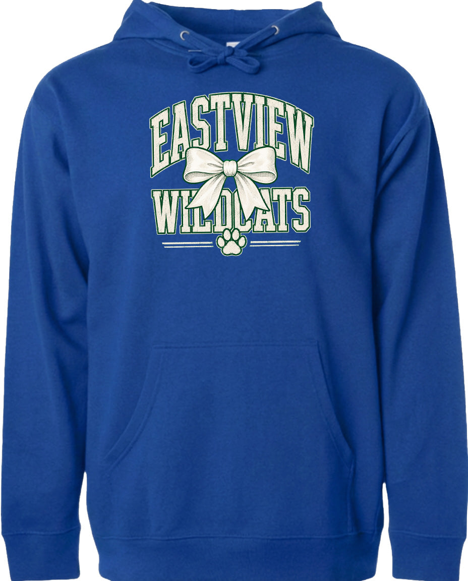 A blue hoodie with the text "EASTVIEW WILDCATS" printed on it.