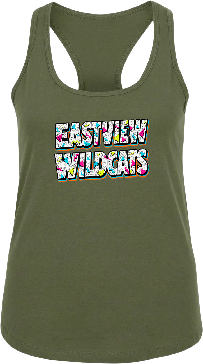 A green tank top with the text "EASTVIEW WILDCATS" printed on it.