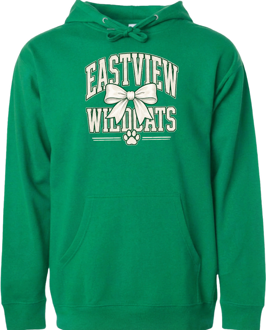 A bright green hoodie with the text "EASTVIEW WILDLIFE" printed on it.